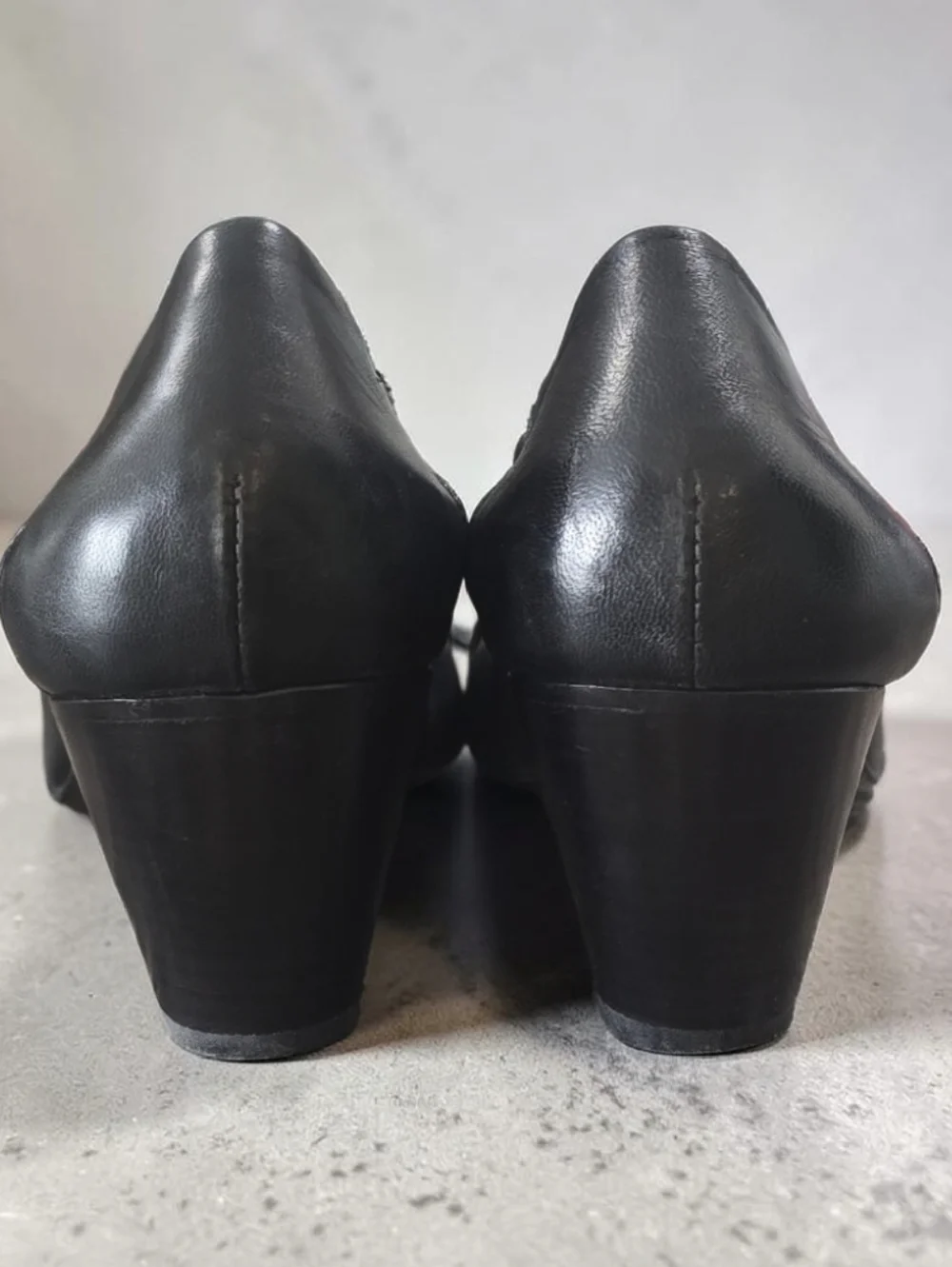 AGL Attilio Giusti Leombruni Black Leather Block Heel Pumps Heels Italy! 39/8.5 - Picture 4 of 6